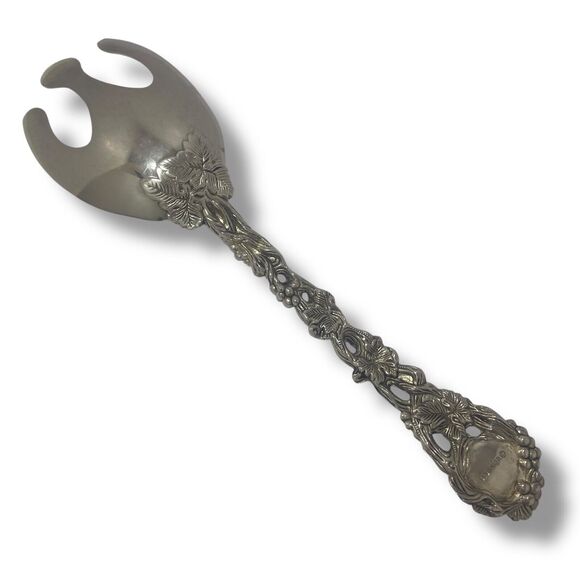 Godinger Silverplated Serving Spoon & Fork Set Ornate Grapevine Handle Vintage - Picture 6 of 9